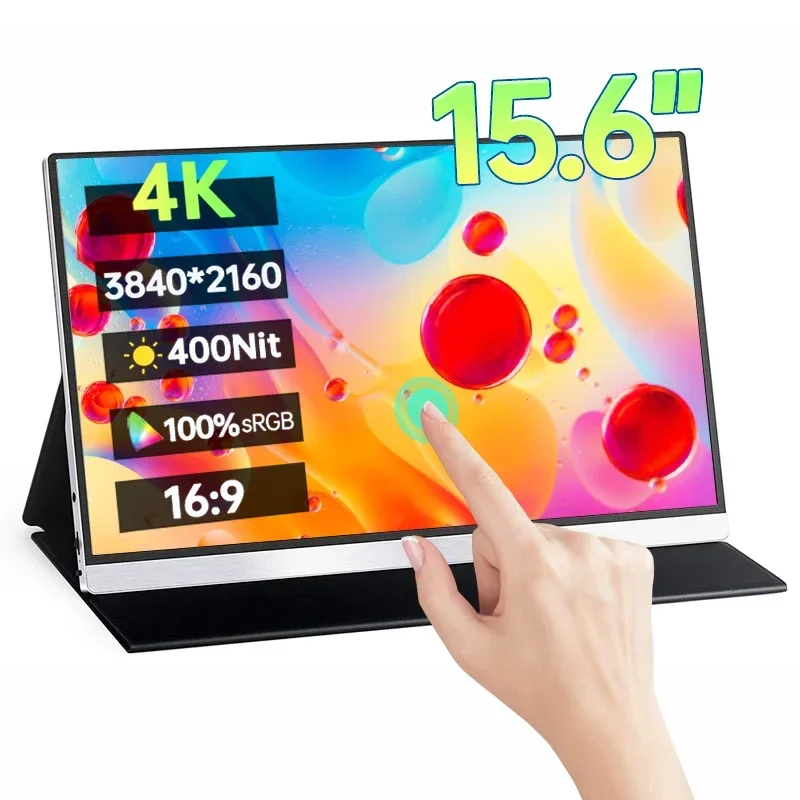 15,6-дюймовый портативный монитор с сенсорным экраном 4K UHD, 100% sRGB ...