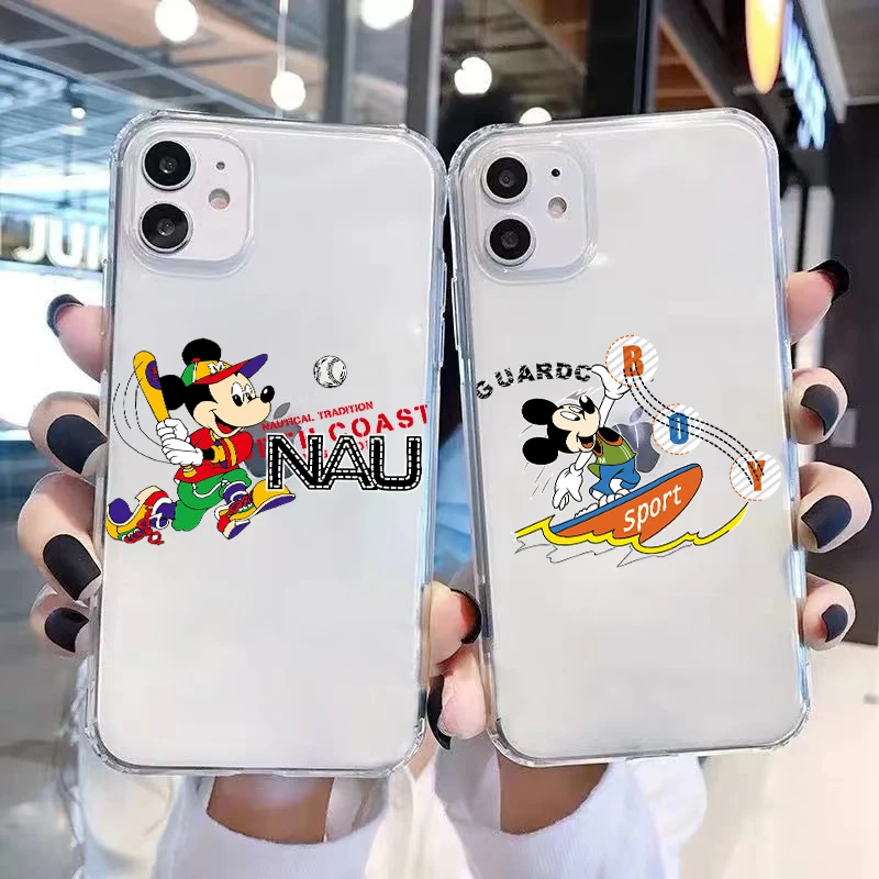 

Disney Original Mickey Mouse For iPhone 13 12 11 Pro Max Mini X XR XS Max SE 6 6S 7 8 Plus Clear Phone Case Coque Shell Cases