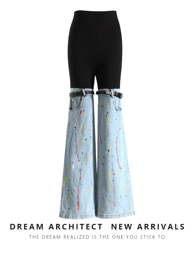 Джинсовые синие черные женские брюки 1 пара разноцветные Новая мода Повседневная