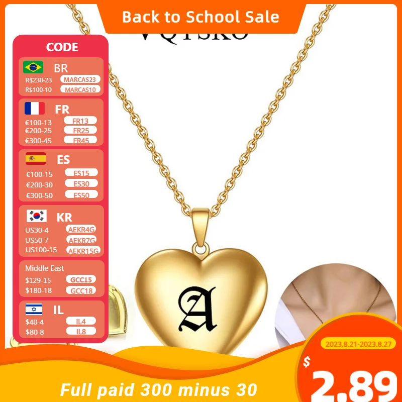 

Custom Heart Photo Frame Initial Letter Necklaces for Women Gifts Openable Stainless Steel Promise Love Keepsake Jewelry Collar