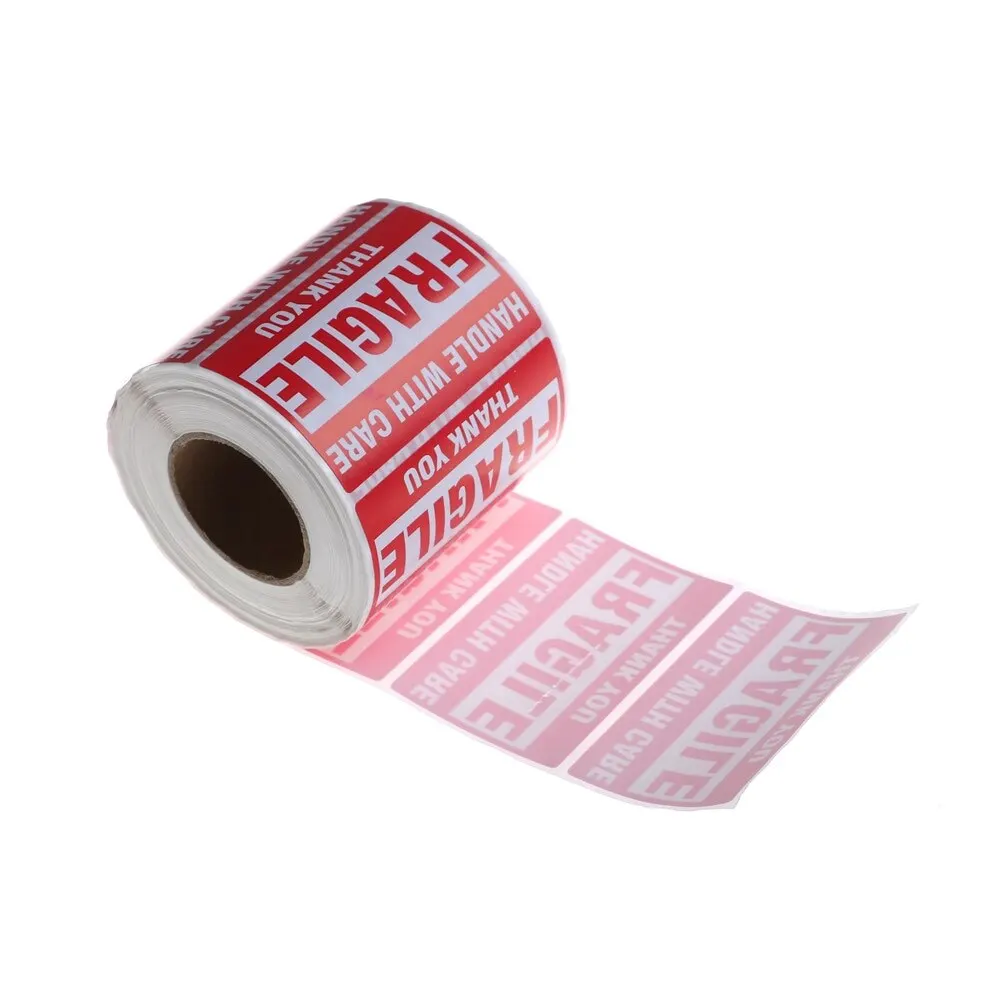 

500Pcs/Roll Warning Sticker Fragile Shipping Mailing Handle With Care Stickers 51 mmx 76mm