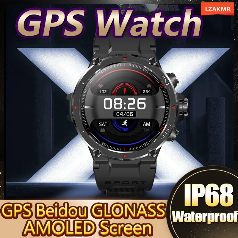 

New HM03 Outdoor Smart Watch Man AMOLED Screen IP68 Waterproof GPS Beidou GLONASS Triple Positioning Sport Fitness Smartwatch
