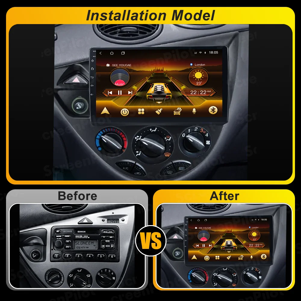 Фото Для Ford Fiesta 1995-2001, Focus MK1 1998-2004 Android 16 Автомагнитола Мультимедийный Видеоплеер 2DIN Carplay №2