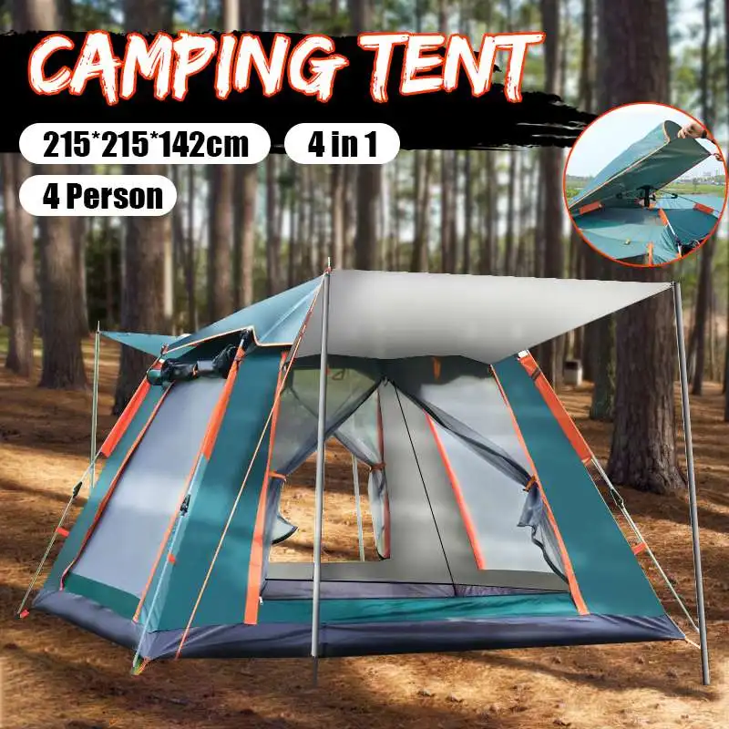 

3-4 Persons Automatic Tent Outdoor Camping Tent Double Layer Waterproof Easy Instant Setup Protable Backpacking For Sun Shelter