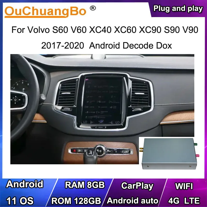 

Ouchuangbo original screen upgrade android 11 decode box for Volvo S60 V60 XC40 XC60 XC90 S90 V90 2017-2020 with 8 core 128G