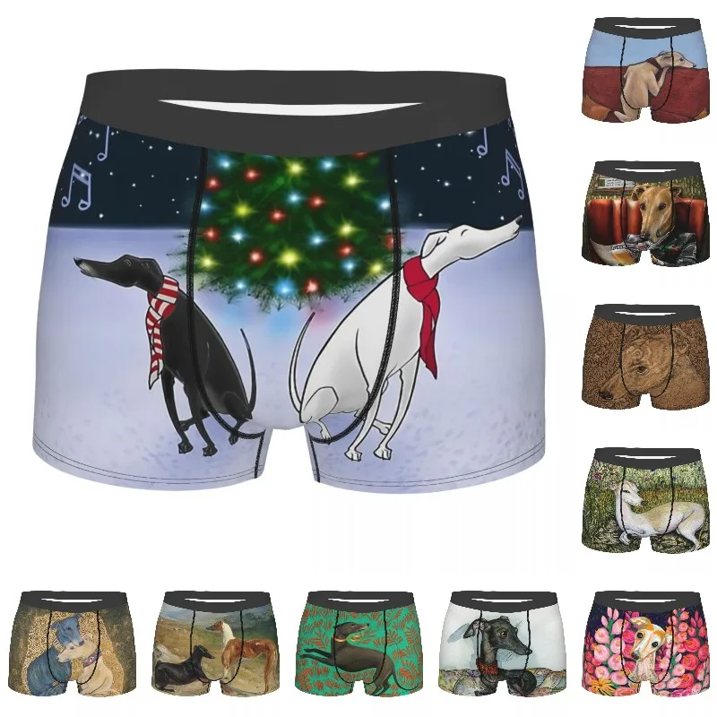 

Greyhound нижнее белье мужские сексуальные с принтом Индивидуальные белые животные с близорукостью собака боксёр дышащие трусы