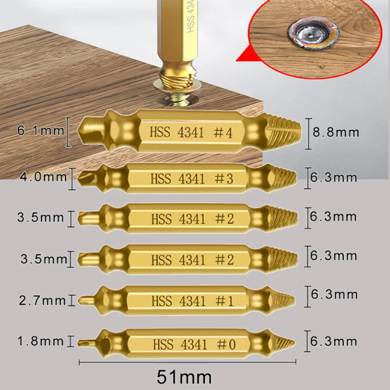 

Набор сверл для извлечения поврежденных винтов, 4/5/6 шт.