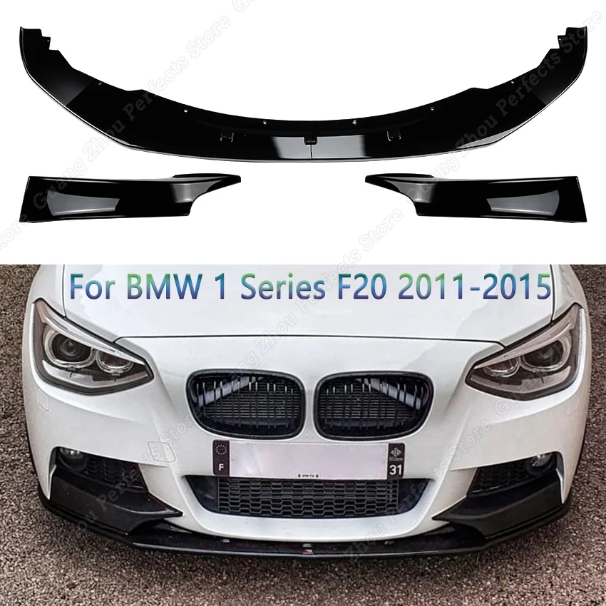 

4Pcs M-Style Car Front Bumper Lip Spoiler For BMW 1 Series Canard Side Splitter 1Ser F20 F21 M135i LCI M Pack Body Kit 2011-2015