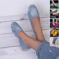 womens casual flat spring summer shoes women 2022 comfortable loafer slip on soft round toe denim flats moccassin plus size 44