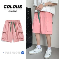 summer 3 color cargo shorts men fashion casual pocket shorts mens japanese streetwear loose hip hop straight shorts men m 3xl