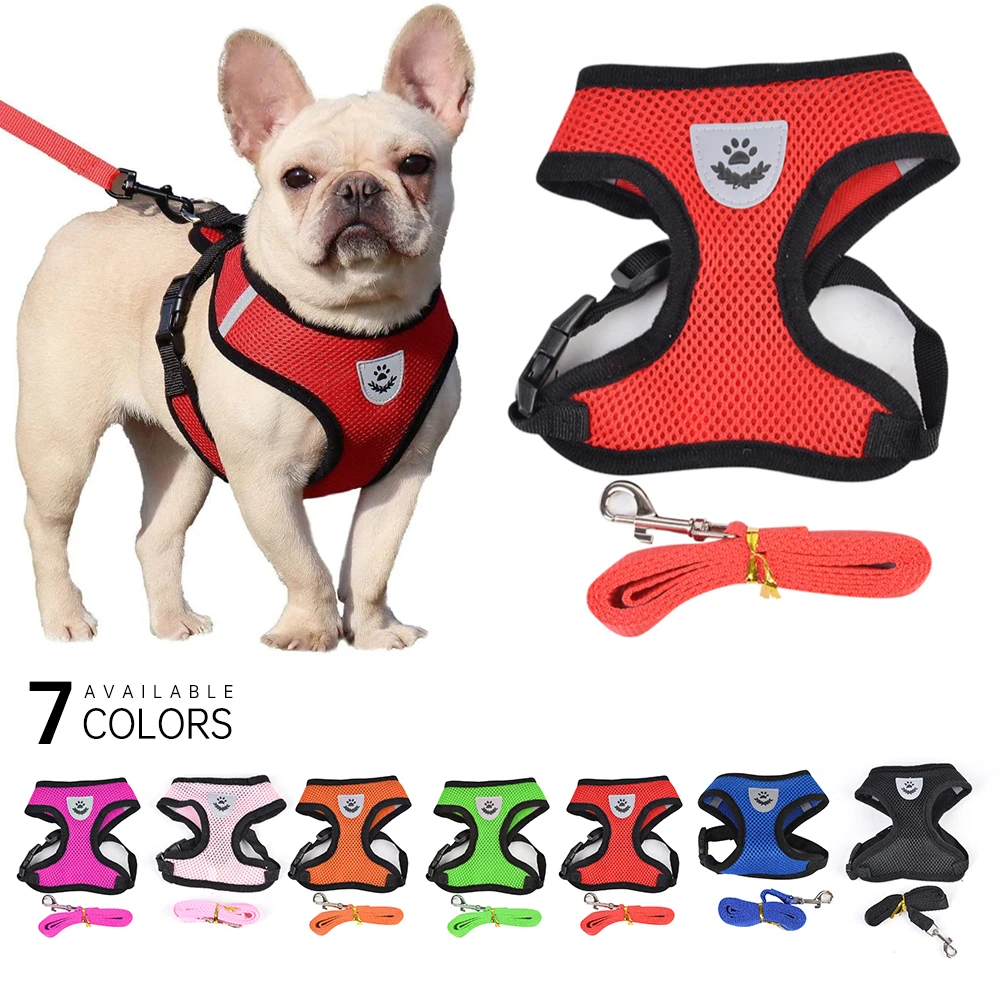 

Cat Dog Adjustable Harness Vest Walking Lead Leash For Puppy Dogs Collar Polyester Mesh Harness For Small Medium Dog Cat Pet