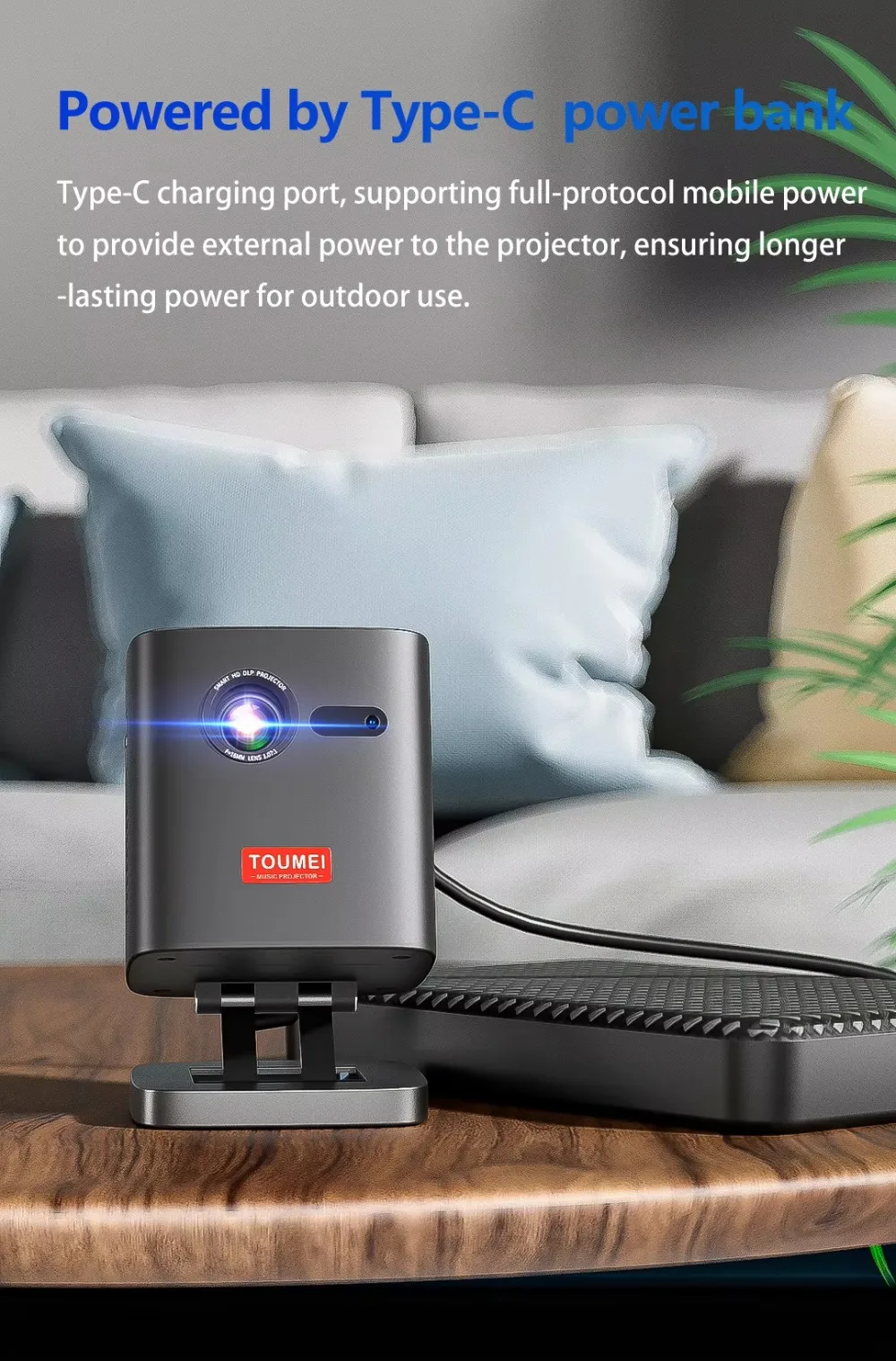 Фото Мини-проектор Yinzam Home Theater DLP 200ANSI со встроенным аккумулятором 8000 мАч, портом Type-C, карманный видеопроектор Pico, 3D, 80% скидка №2