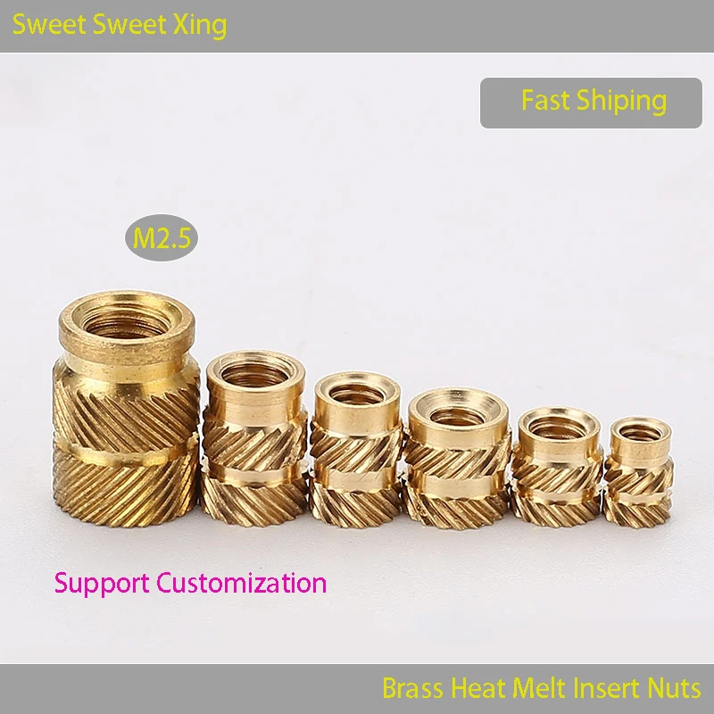 

Copper Nut Soil Eight Diagonal Injection Molding Embossed Knurled Nut Copper Insert Hot Pressed and Melted M2.5 100PCS