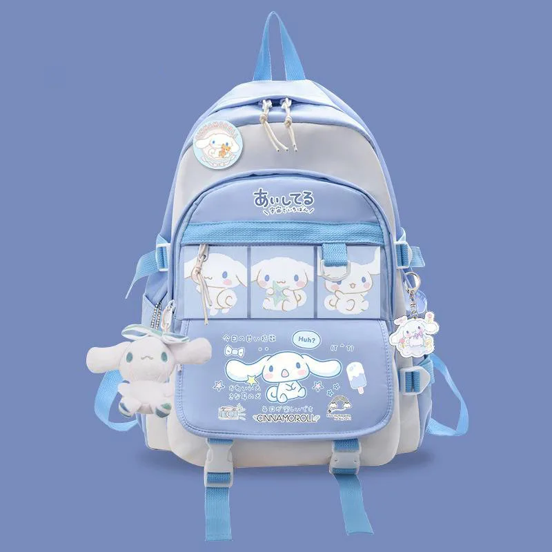 

Рюкзак Kawaii Cinnamoroll Sanrio, мультяшный милый вместительный школьный ранец, сумка для хранения, Повседневная сумка, дорожная сумка, подарок для девочек
