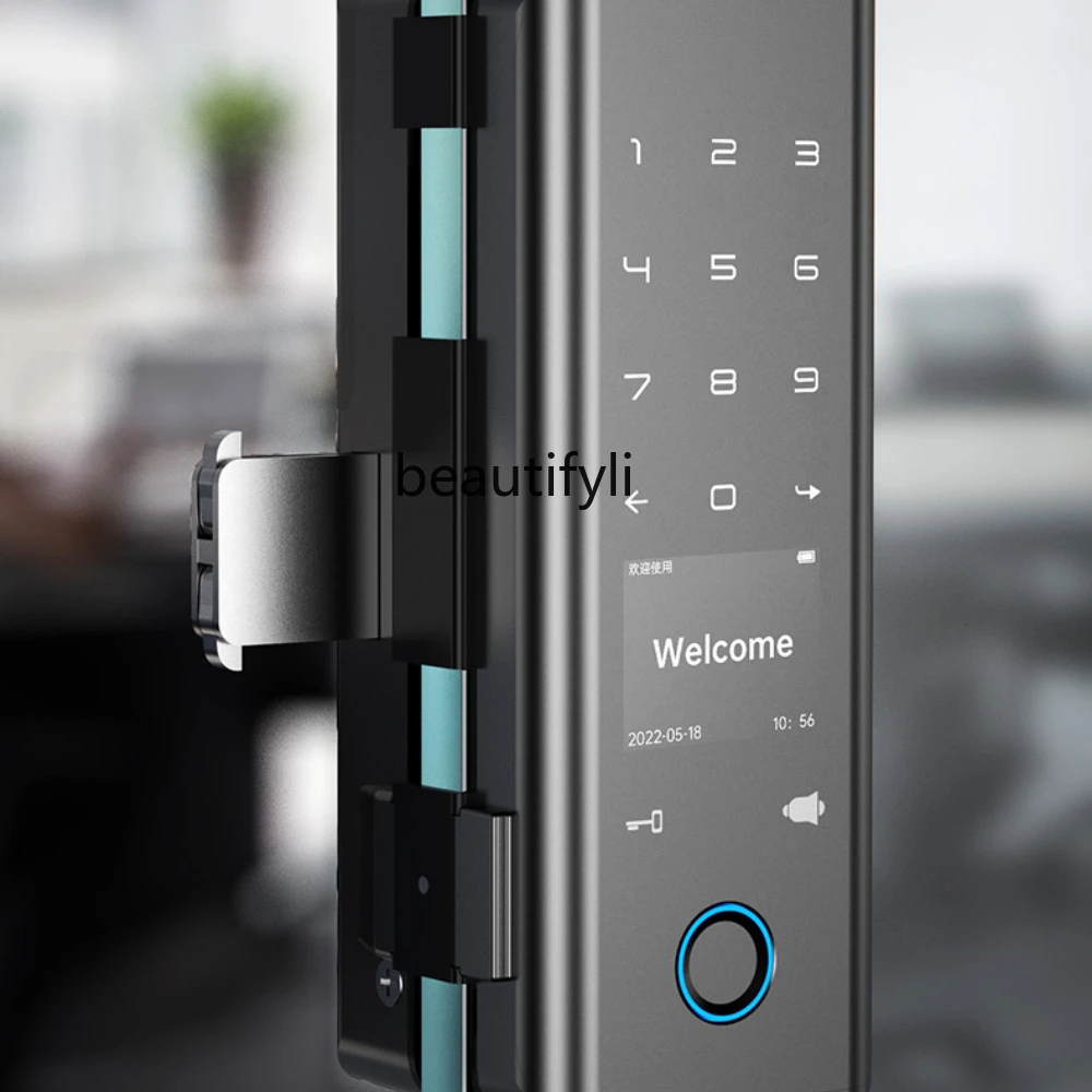 

HJ Glass Door Fingerprint Lock Office Framed Glass Door Smart Lock Remote