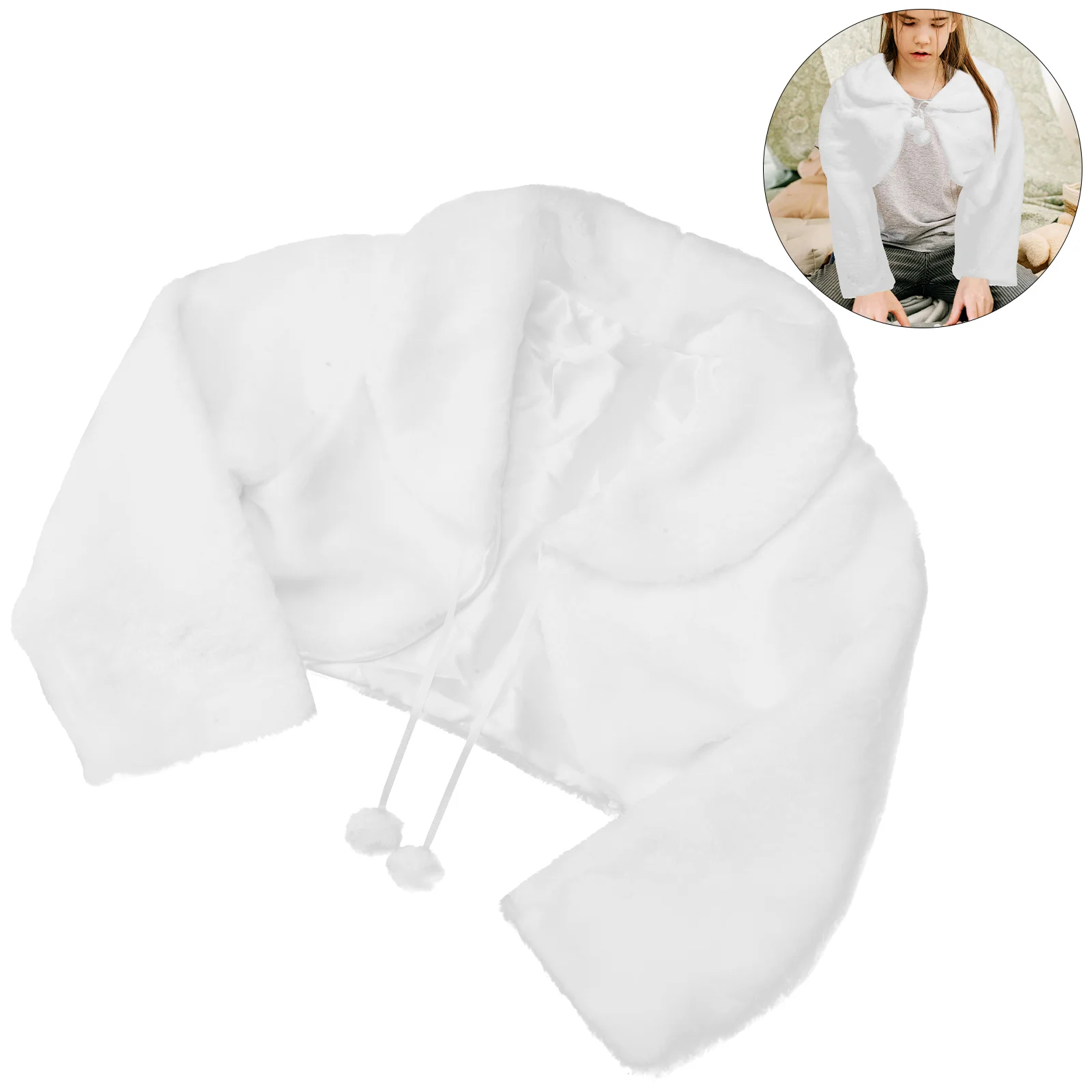 Осенне-зимнее белое платье на одно плечо для девочек болеро с цветочным принтом