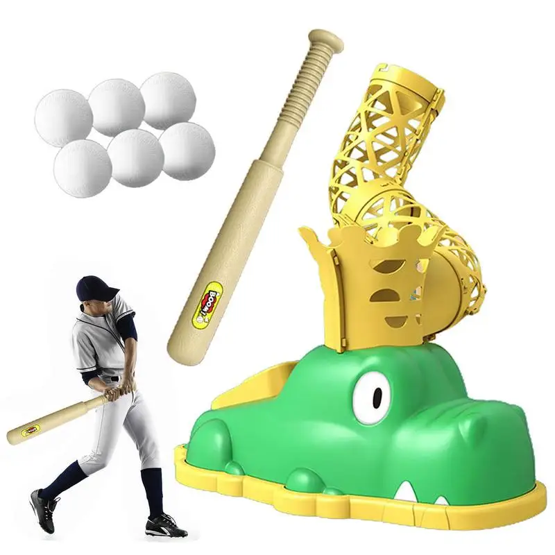 

Baseball Pitching Machines Kids Baseball Pitching Toy A Pitch Baseball Batting Machine With Flexible Bat And 6 Baseballs Party
