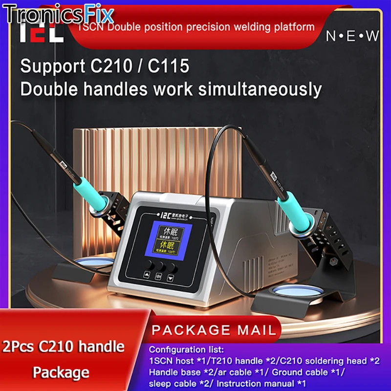 

I2C 1SCN Smart Double Welding Station with C210/C115 Soldering Handle Electric Soldering Iron Station for Phone PCB Repair Tool