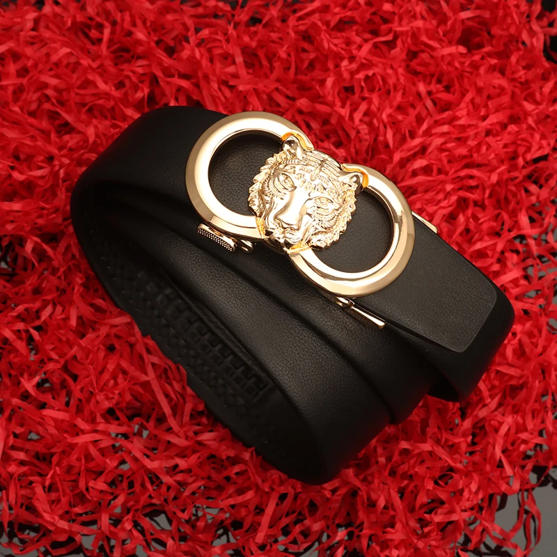 

Mens Tiger Head Alloy Automatic Buckle with Belt