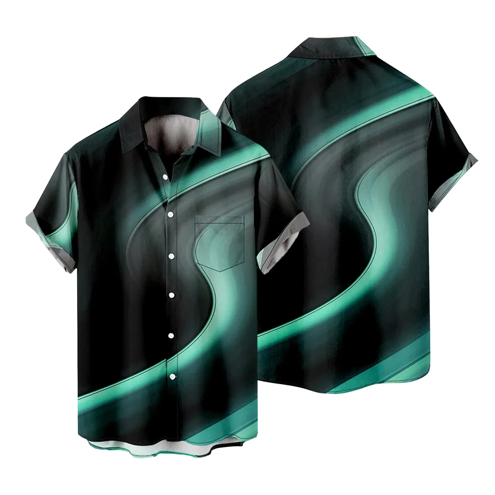 

Mens Fashion And Leisure 3D Digital Printing Buckle Pocket Lapel Short Sleeve Shirt Suede Shirt Men Plain T Shirts for Men Bulk