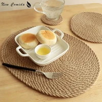 Natural Hand Woven Placemat Mat Dinning Table Decoration Accessories Heat Resistant Hot Insulation Anti-Skidding Pad Tableware