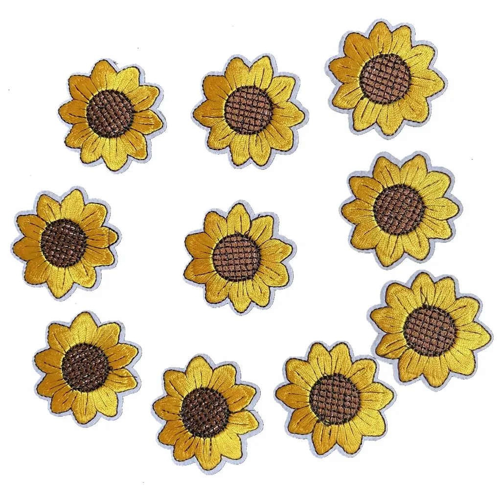 "YELLOW SUNFLOWER IRON ON CUSTOM BRAND LETTERS Fabric Accessories Parch