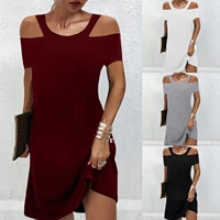 2022 summer new womens solid color casual loose dress fashion office party sexy dresses female lady