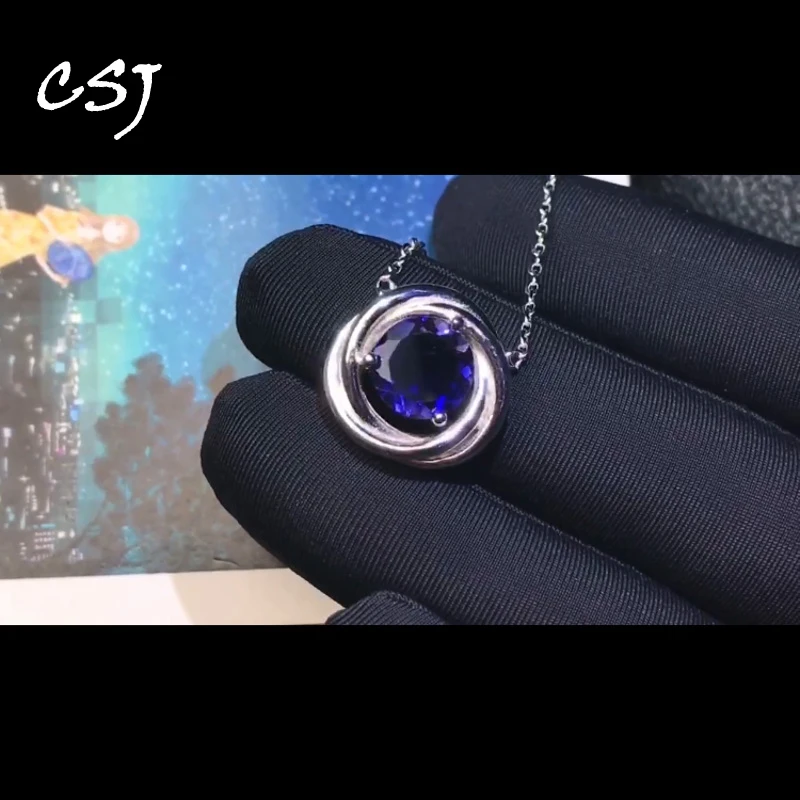 

CSJ элегантные натуральные танзанитовые подвески из стерлингового серебра 925 пробы, драгоценный камень 4*6 мм для женщин, подарок на день рождения