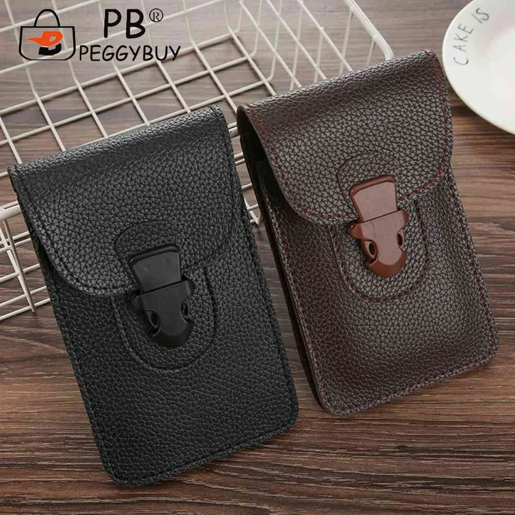 

Vintage Fashion Men PU Leather Fanny Waist Bag Mobile Phone Coin Purse Pocket Litchi Pattern Belt Bum Male Solid Color Pouch New