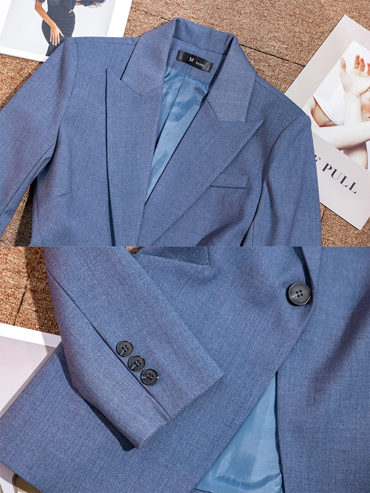 High Quality Women Blazer Pants Sets Suit Ladies Gray Black Long Sleeve Jacket Trouser Female Business Work Coat 2 Piece Set