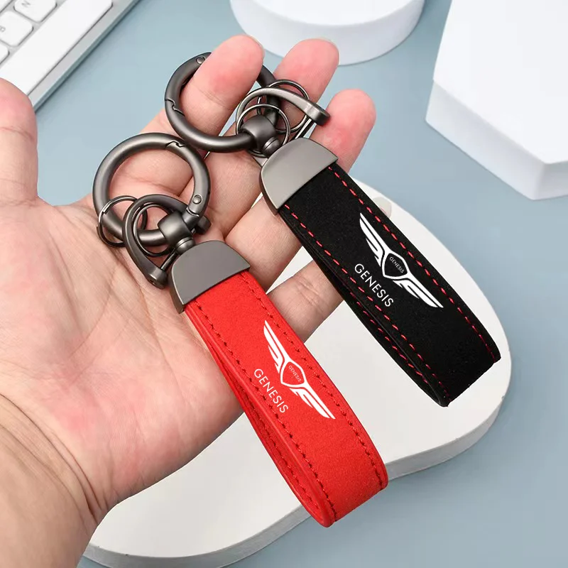 

Car Key Ring High-Grade Leather Suede Key Ring Horseshoe Buckle Car Keychain For Genesis Coupe G70 G80 G90 GV60 GV70 GV80 EV BH