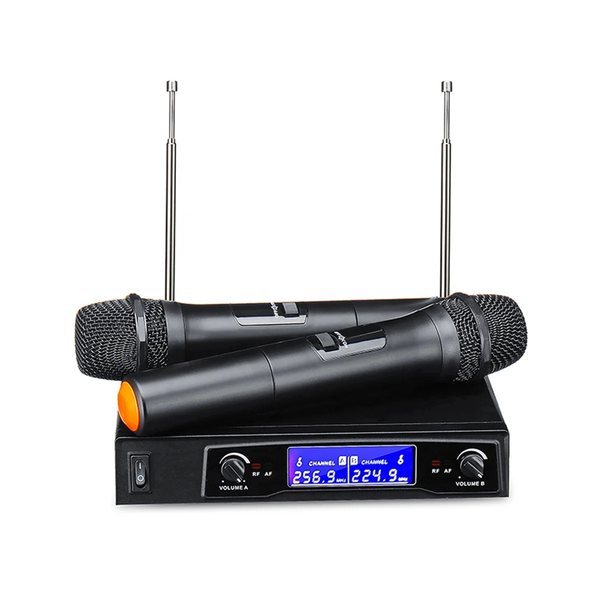 

2-канальный беспроводной двойной ручной микрофон с ЖК-дисплеем