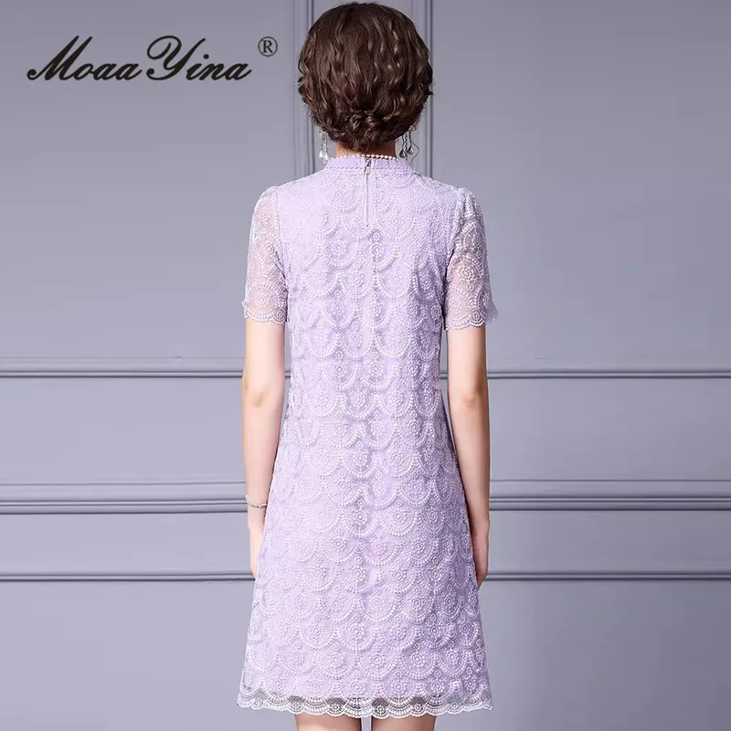 MoaaYina модное дизайнерское летнее женское уличное платье с коротким рукавом