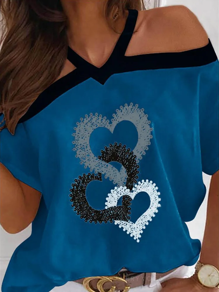 

Женская блузка с открытыми плечами, повседневный Свободный пуловер с коротким рукавом и лямкой на шее