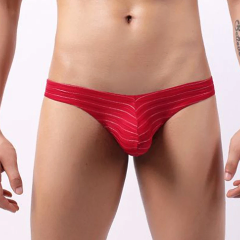 

* Item Description:️Men Striped Briefs Skin-Friendly Soft Breathable Low Waist Sexy Underwear Bulge Pouch Underpants Knickers