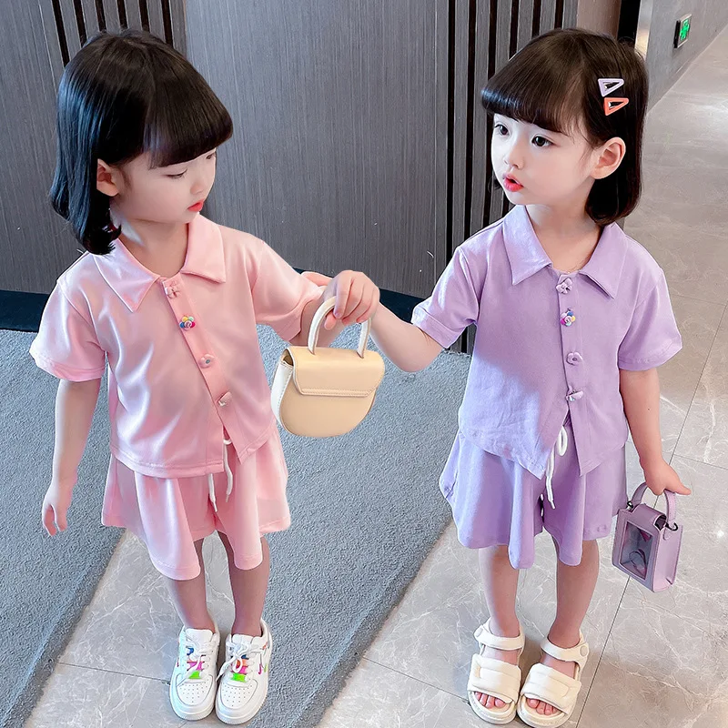 

Summer Girls Clothing 2022 Girls Two Piece Outfits Kids Shorts And Tshirt Set Baby Girl Tracksuit Korean Children Clothes Sets