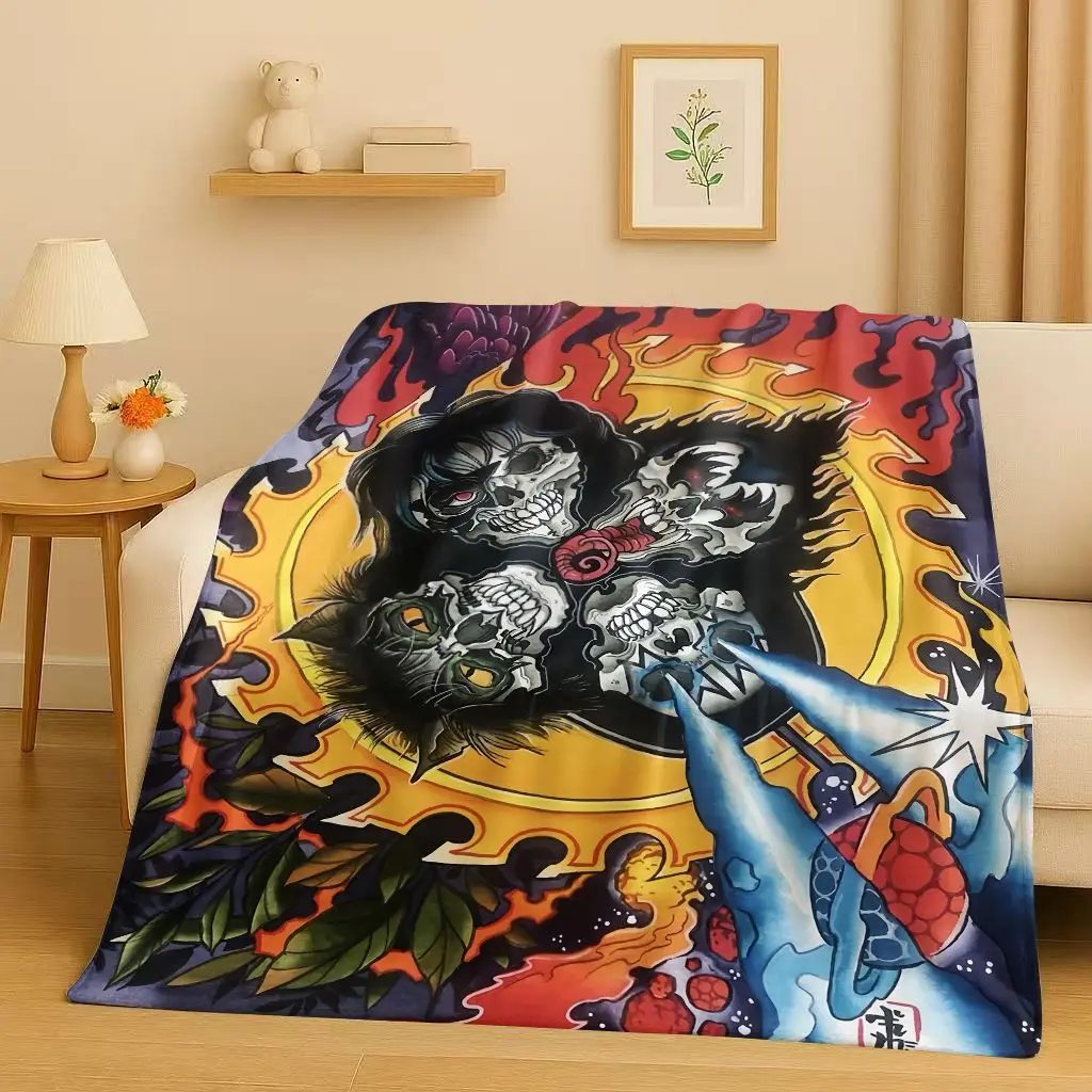 Фото 3D Classic Kiss Rock Heavy Metal Band Gene Simmons Flannel Blanket,Ultra Soft Plush Throw for Home Bedroom Bed Sofa Cover Office №1