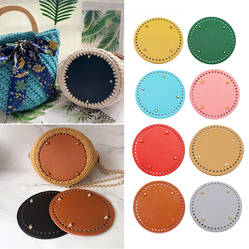 

Handmade Round Bottom For Knitted Bag Leather Women Handbag Bottom With Holes Wear-Resistant DIY Crochet Bag Accessories 15cm