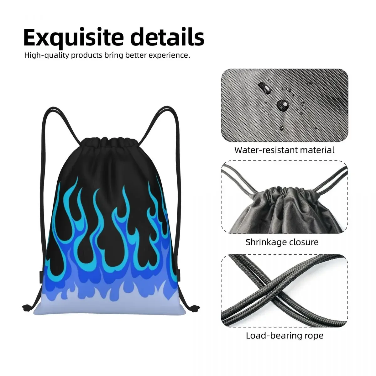 Синий популярный гоночный рюкзак на шнурке с пламенем для женщин и мужчин