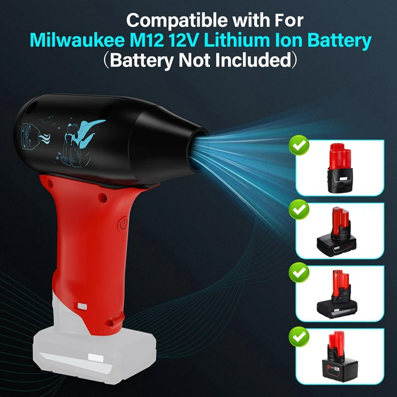 Мини-вентилятор с турбовентилятором для Milwaukee 12V M12, портативный струйный вентилятор для автомобиля, очистки клавиатуры, воздушной подстилки, волос (art.: 3920ca04d145e) - 3920ca04d145e