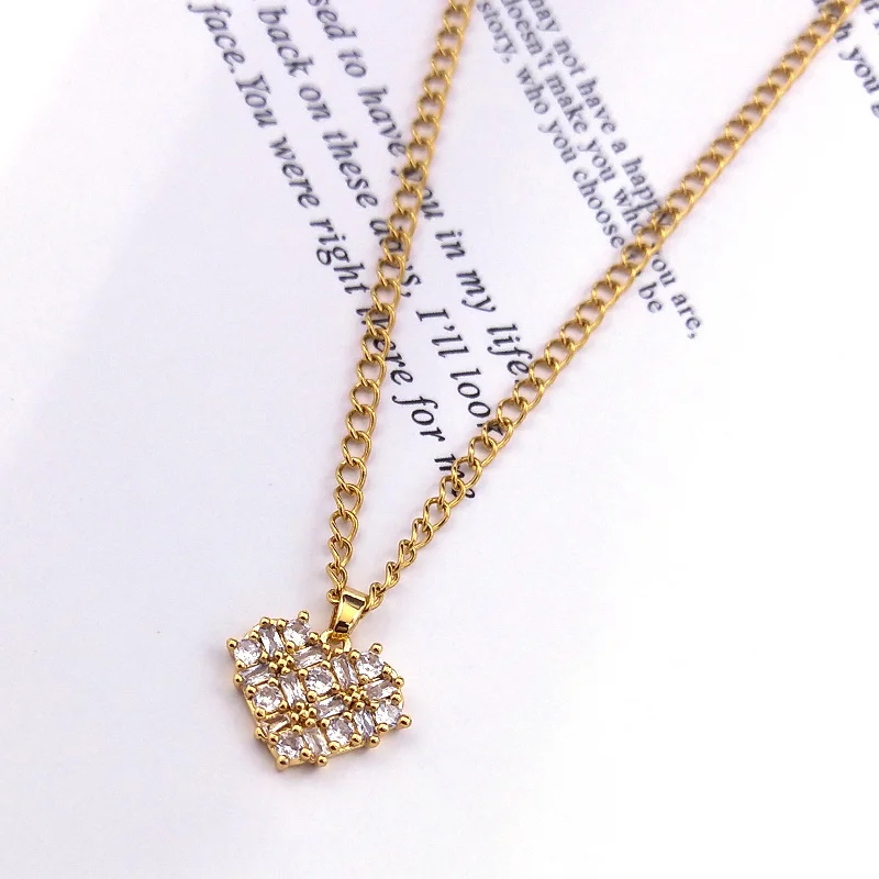 

2023 Heart Zircon Copper Stainless Steel Small Necklaces Chain Women Necklace Jewelry collier femme ras du cou NC202S07