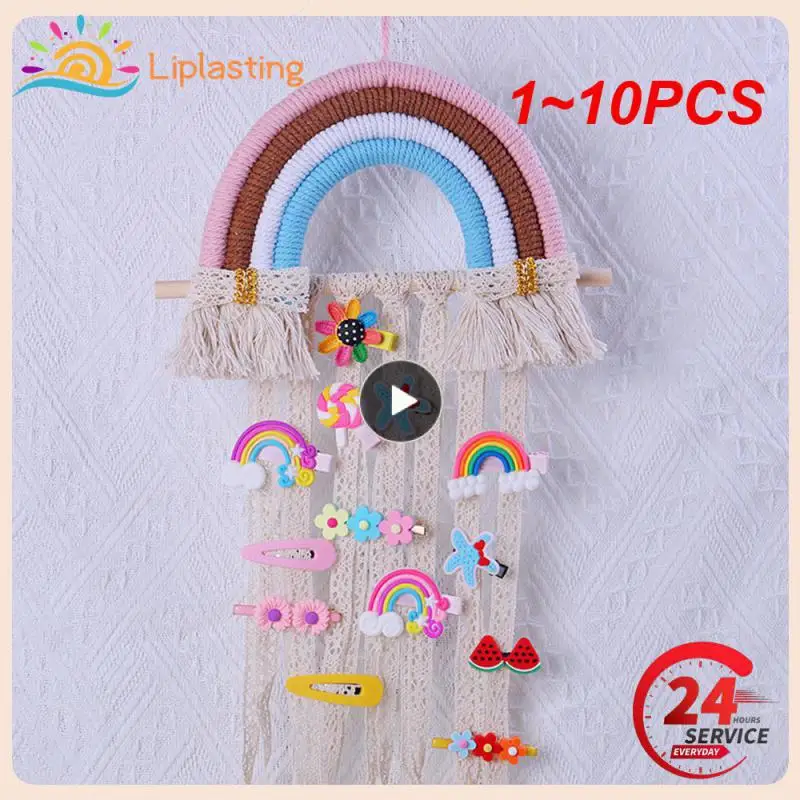 

1~10PCS Weave Rainbow Baby Hair Clips Accessories Holder Princess Hairpin Hairband Storage Pendant Jewelry Wall Ornaments