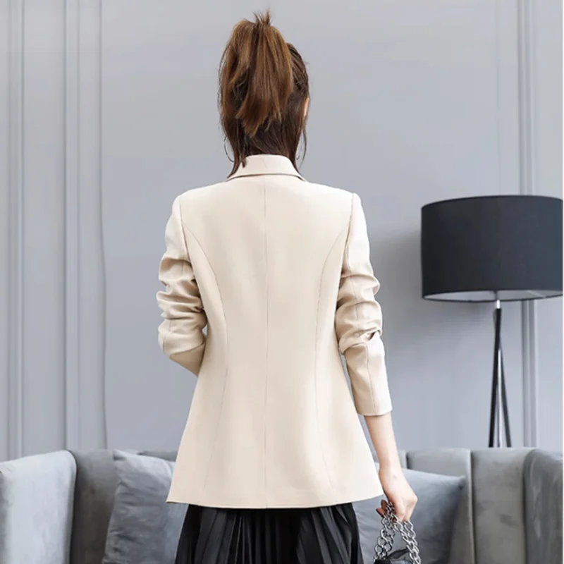 Professional Casual Blazer Jacket Female 2023 Spring Autumn Slim Long Sleeve Pocket Button Stitching Blazer Jackets Women's Tops