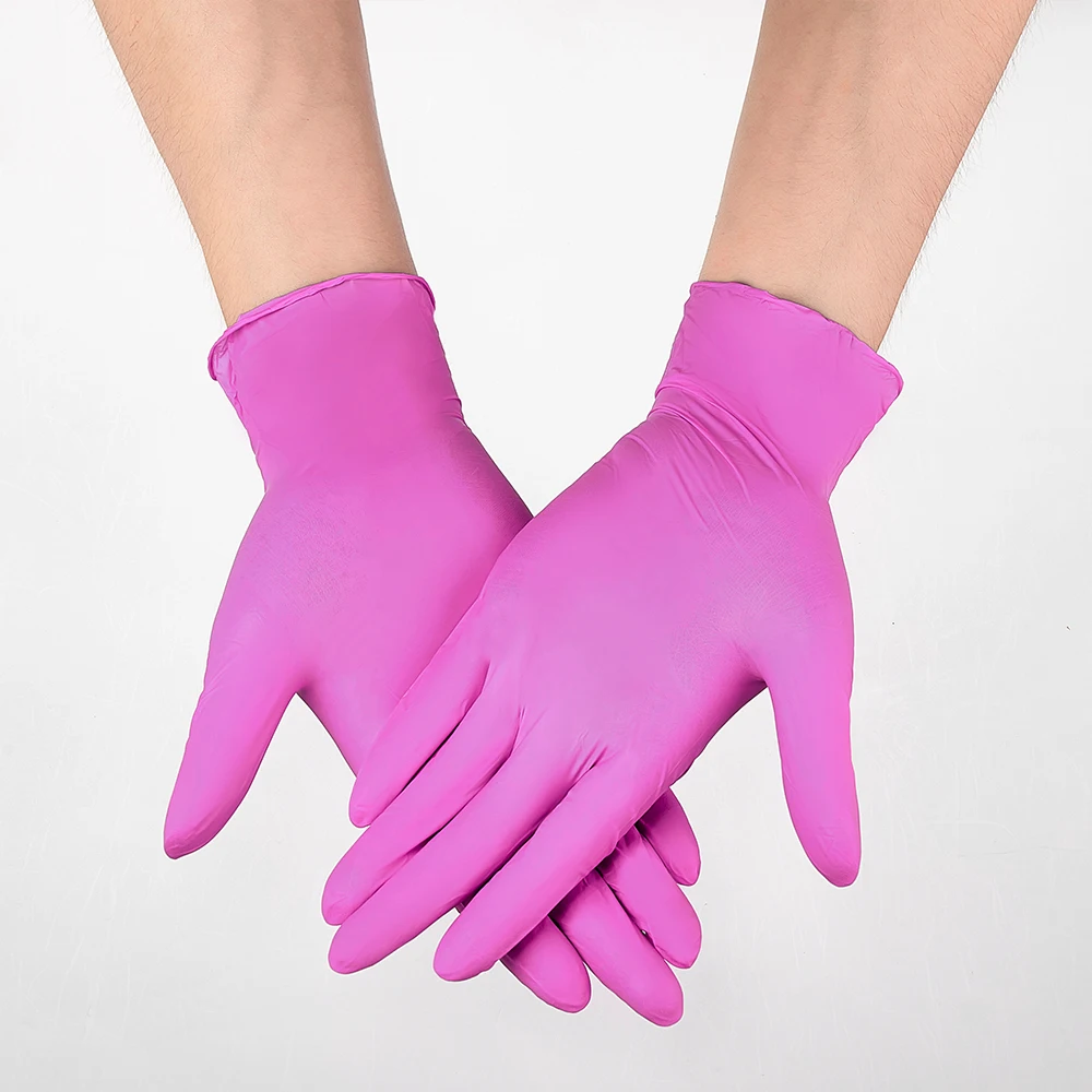 100pcs Nitrile Synethtic Gloves Food Grade Allergy Free Disposable Work Household Mechanic Kitchen Pink |