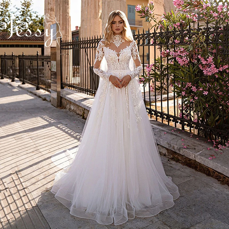 

Luxury Wedding Dresses O Neck Sleeveless Lace Applique Sweetheart Prom Gowns Sexy Backless Court Train vestido de noiva