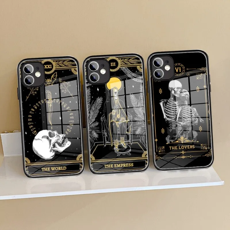 Чехол для телефона Le Tarot из закаленного стекла IPhone 14 13 11 12 Pro 8 7 Plus X MAX XR XS MINI