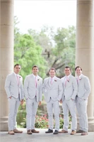 custom made light grey mens suits tuxedo style groomsmen suits best men wedding party three pieces jacketvestpants