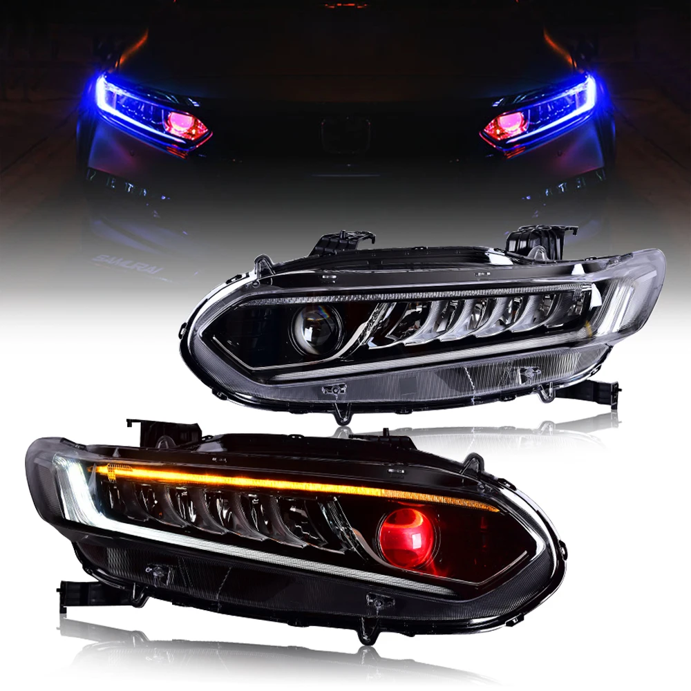 Headlights For Honda Accord 2018-2022 Demon Eyes Led Headlamps Projector Start-up Animation with a Splash of Blue Assembly