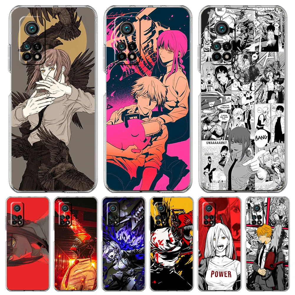 

Chainsaw Man Phone Case Cover for Xiaomi Redmi Poco M4 M3 X3 NFC Pro Mi 11 Ultra 11X 11T 12 TPU Transparent Soft Shell Funda Bag