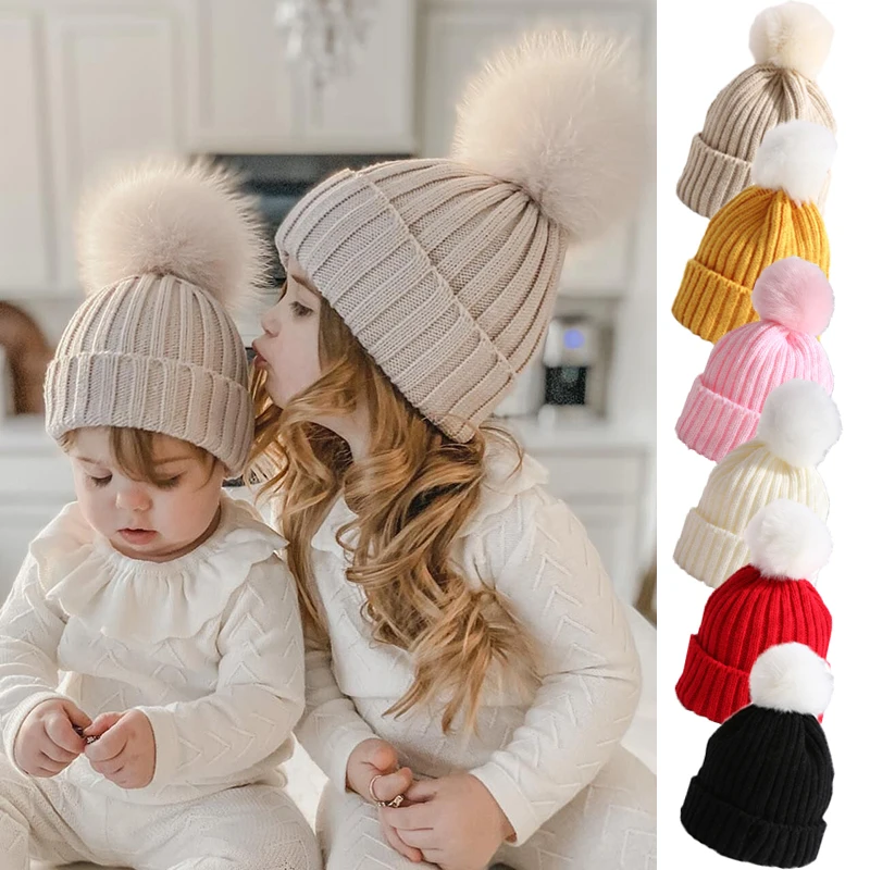 Cute Hairball Newborn Infant Boys Girls Hat Bonnet Solid Col